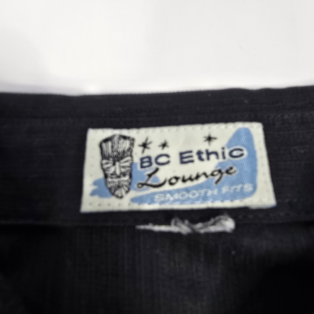 BC Ethic Shirt Mens Large L Black Mesh Panel Retro Rockabilly Y2K Vintage Lounge - Picture 5 of 9